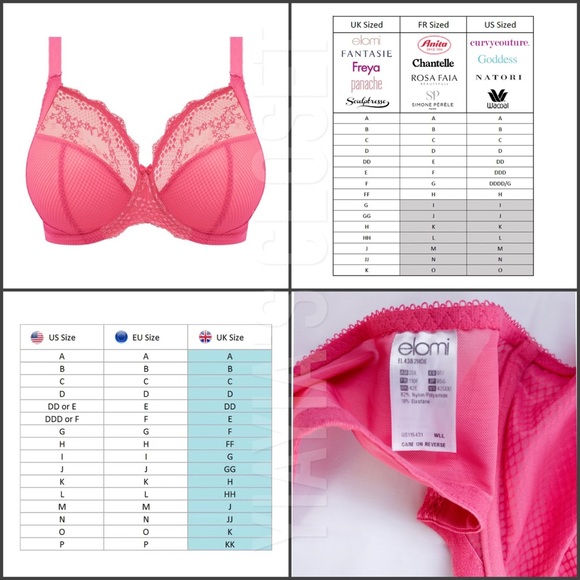 Elomi 42DDD Charley (4382) Banded Stretch Lace Plunge Underwire Bra Honeysuckle - Picture 16 of 16